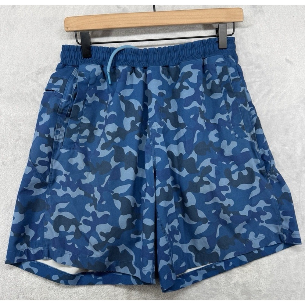 Freeballers Shorts Blue Camo Lined Stretch Pockets 8" Men's Size M‎ READ